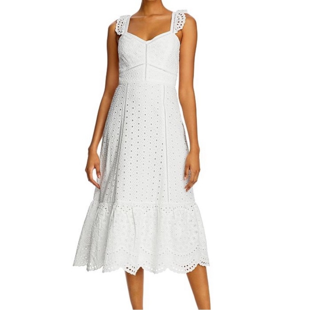 Parker Eyelet Scalloped Midi Summer Dress Size 0